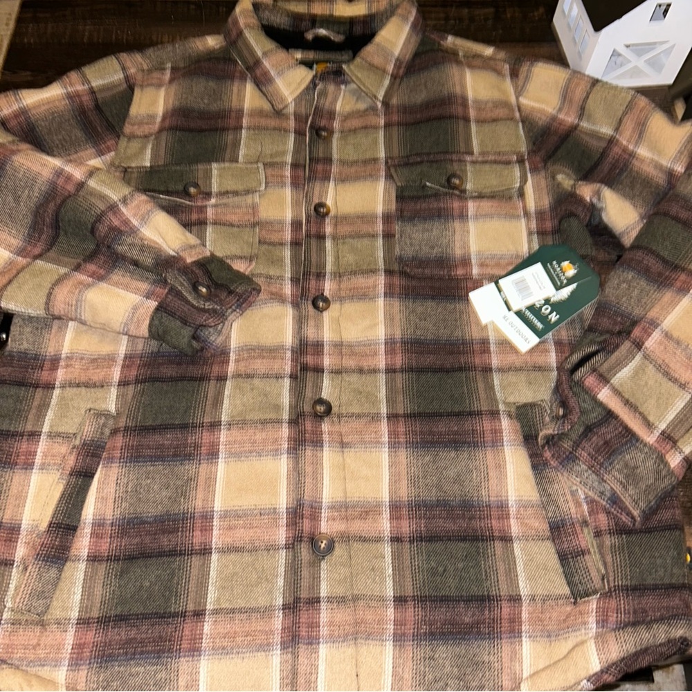 NWT Horizon by Bass Creek Flannel Shirt Jacket Men’s L Plaid